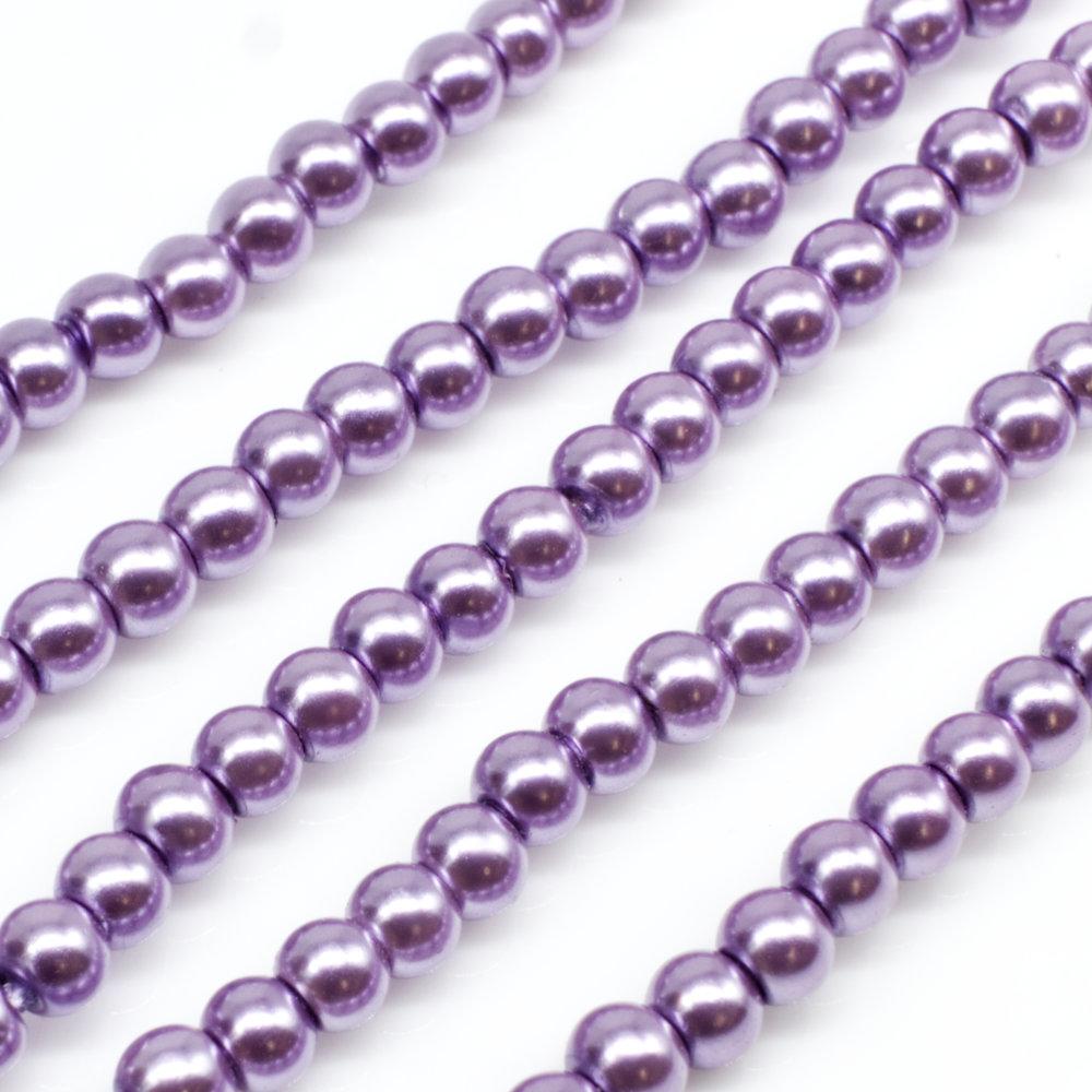 Glass Pearl Round Beads 3mm - Light Orchid