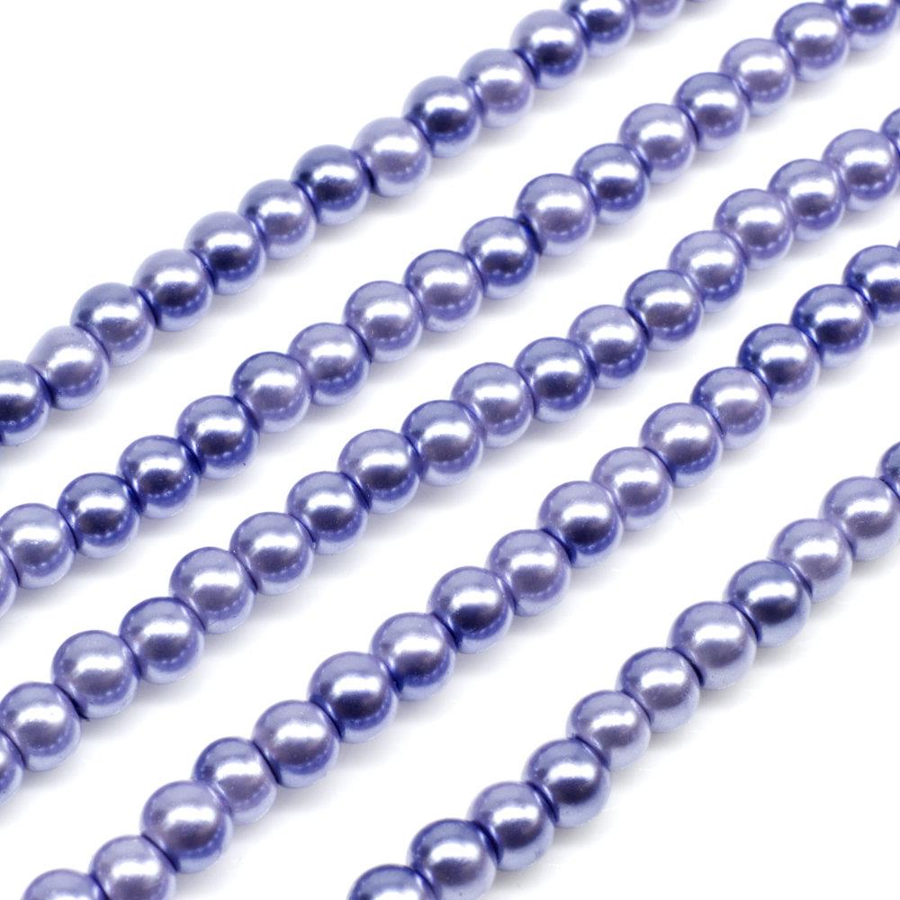 Glass Pearl Round Beads 3mm - Steel Blue