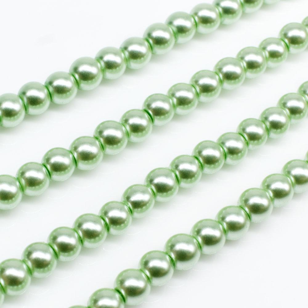 Glass Pearl Round Beads 4mm - Light Green