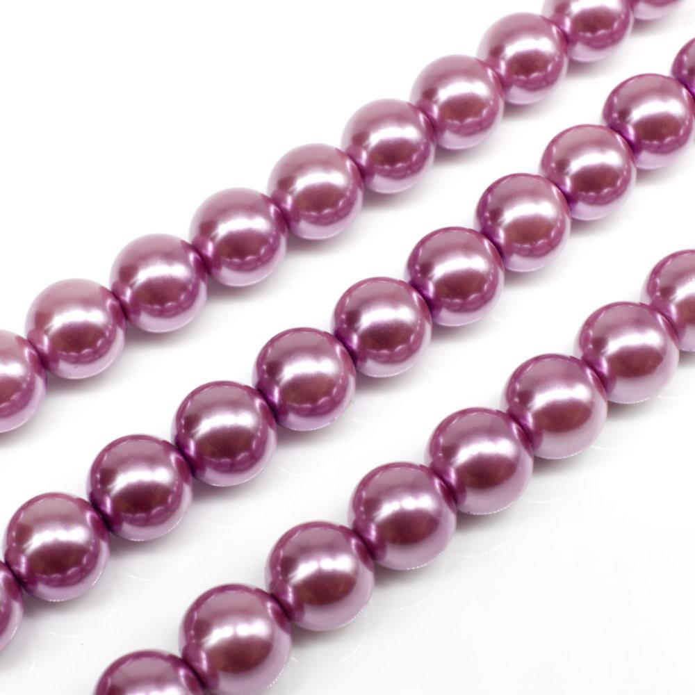 Glass Pearl Round Beads 8mm - Light Orchid
