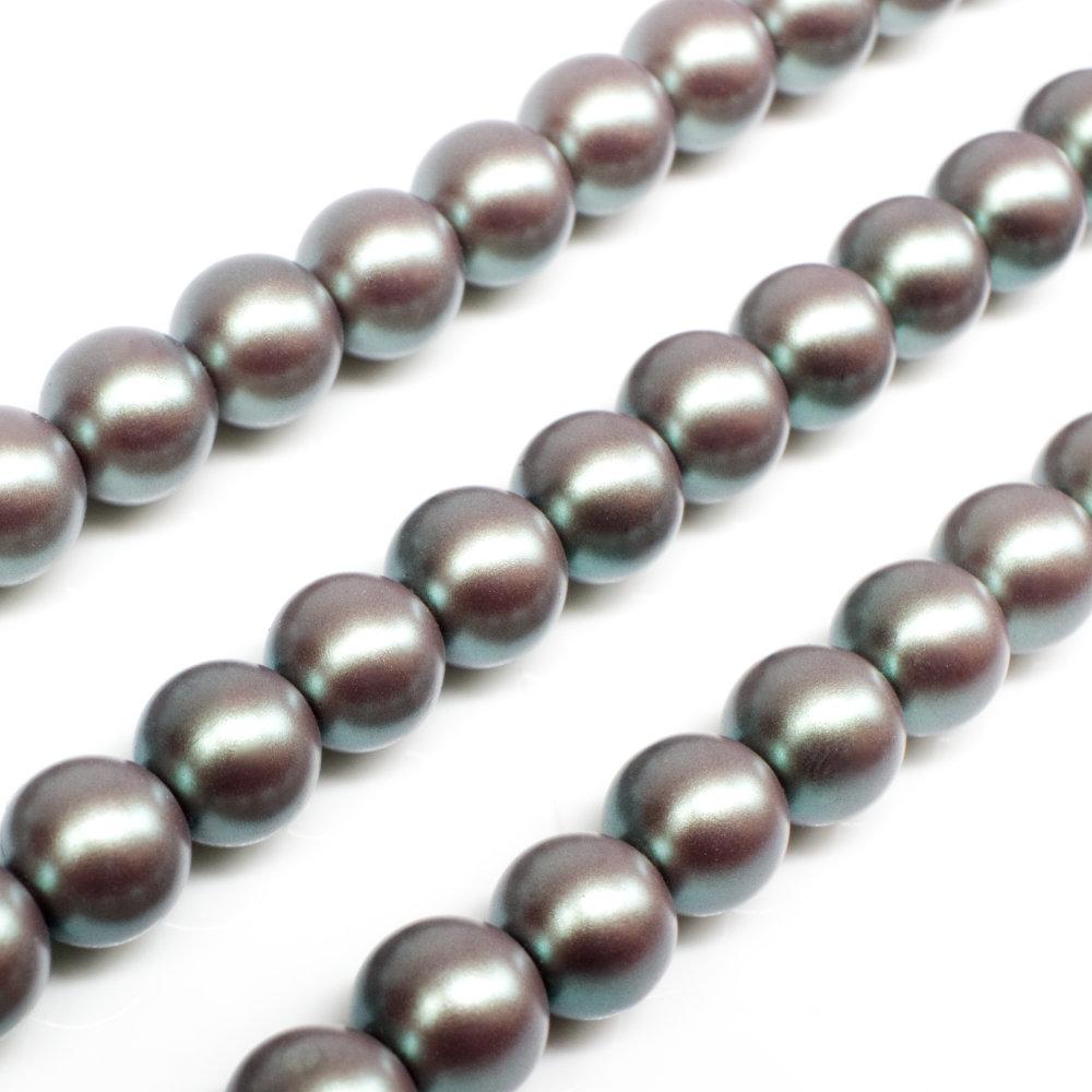 Satin Glass Pearl Round Beads 8mm - Silver Sage