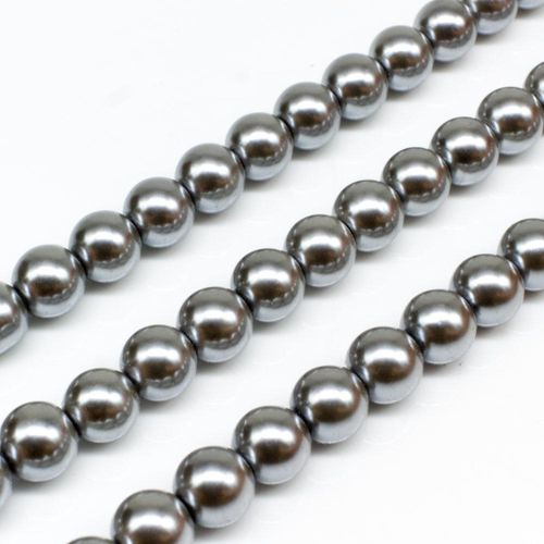 Glass Pearl Round Beads 8mm   Silver Grey for jewellery making