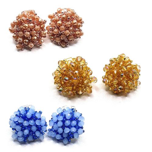 Crystal Cluster Earrings 3 colour bundle earring making kit — DIY set with beads and instructions for creating handmade jewelry