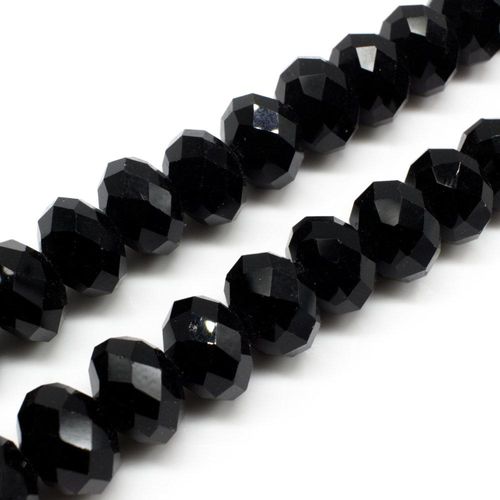 14mm crystal beads jet black, pack of 16 — faceted for jewelry making and beadwork