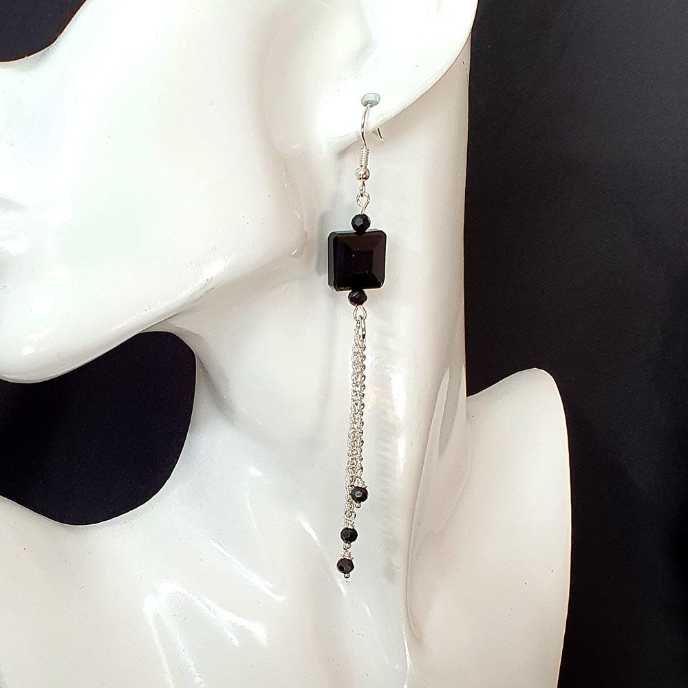 Jessica Earrings jet black 4 pairs earring making kit — DIY set with beads and instructions for creating handmade jewelry