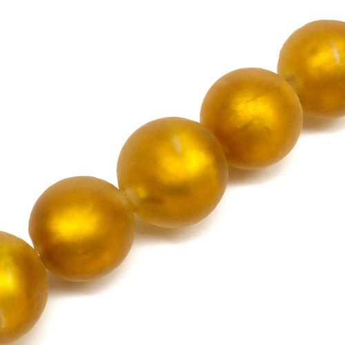 Lampwork Glass Bead   Silver Bead Gold 15mm 1pc for jewellery making