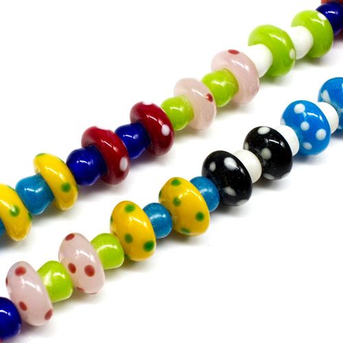 Lampwork Glass Bead   Toadstall 12mm 14pc for jewellery making