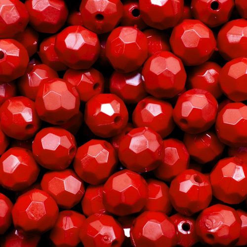 Acrylic Faceted Beads 10mm 60pc   Post Box Red for jewellery making