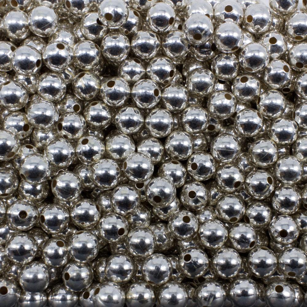 Round Spacer Beads 6mm 50pc   Silver for jewellery making