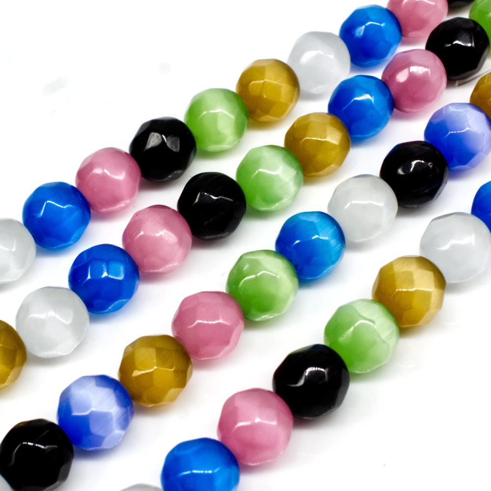 Cats Eye Bead - Facet Round 8mm - Mixed
