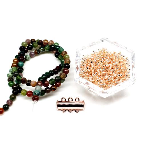 BC Week 46   3 Row Snake Stitch   Agate Rosaline for jewellery making