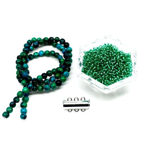 BC Week 46   3 Row Snake Stitch   Peridot Chrysocolla for jewellery making