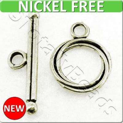 Metal Toggle - Swirl Ring 13mm 8 sets Antique Silver