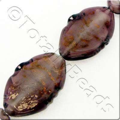 Gold Foil Oval 30mm - Purple & White core - 14" String