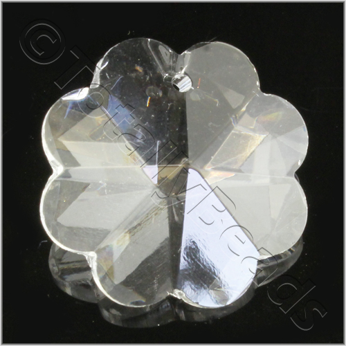 Glass Pendant 8 Petal Flower 28mm - Clear
