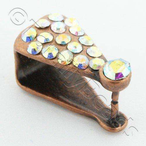 Copper Rainbow AB diamante Bail - 14 x 8mm