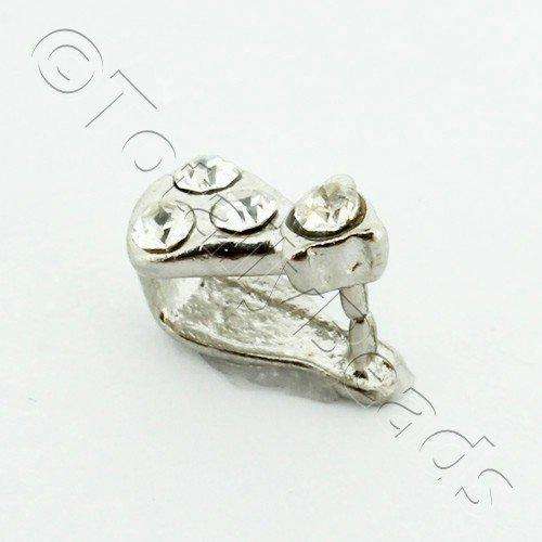 Silver Clear Diamante Bail - 8mm