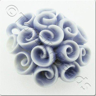 Ceramic Pendant - Swirl Flower - Pale Blue