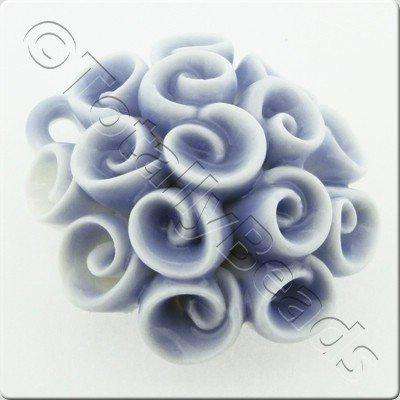 Ceramic Pendant - Swirl Flower - Pale Blue