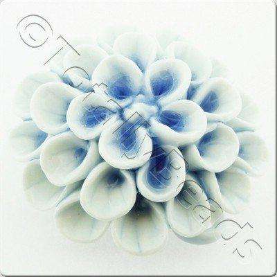 Ceramic Pendant - Flower - White&Blue