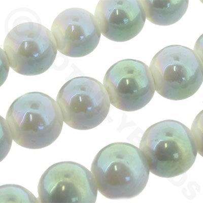 Ceramic Round 8mm - White with Green 16" String