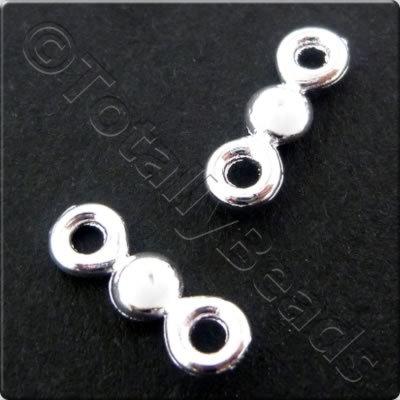 Silver Metal Connector - 2-hole Ball - 20pcs