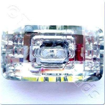 Crystal Button - Rectangle 30mm - Silver Clear