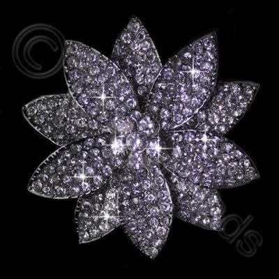 Diamante Pendant - 10 Petal Flower - Crystal