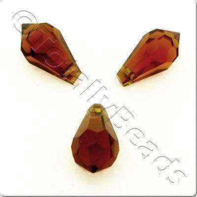 Faceted Teardrops 14x7mm - Dark Amber