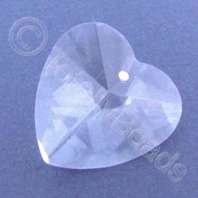 Glass Pendant Heart Clear - 28mm