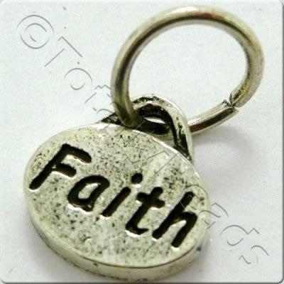 Tibetan Silver Message Tag/Charm - Faith 5 pcs