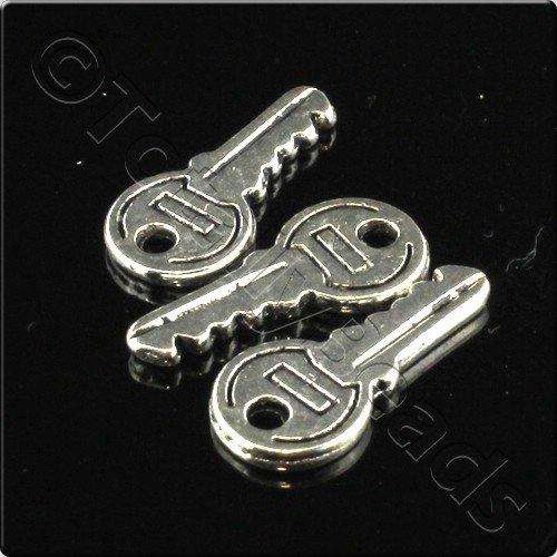 Tibetan Silver Key Charm - 12pcs