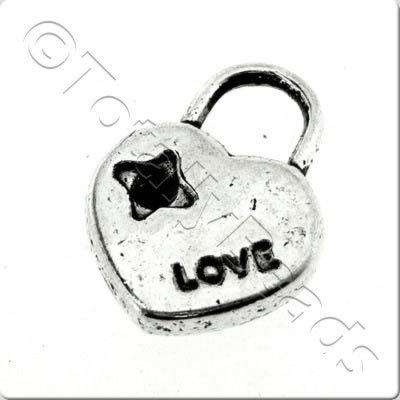 Tibetan Silver Charm - Love Locket 5pcs