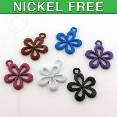 Metal Coloured Charms - 15x18mm - Flower Mixed