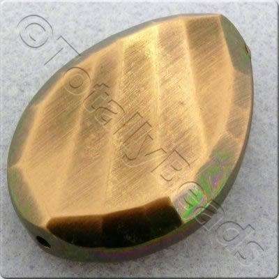 Acrylic Red Copper Bead - Facet Twist Oval 38mm