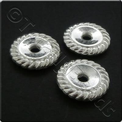Metalised Acrylic Bead Roped Disc 18x3mm - Silver 25pcs