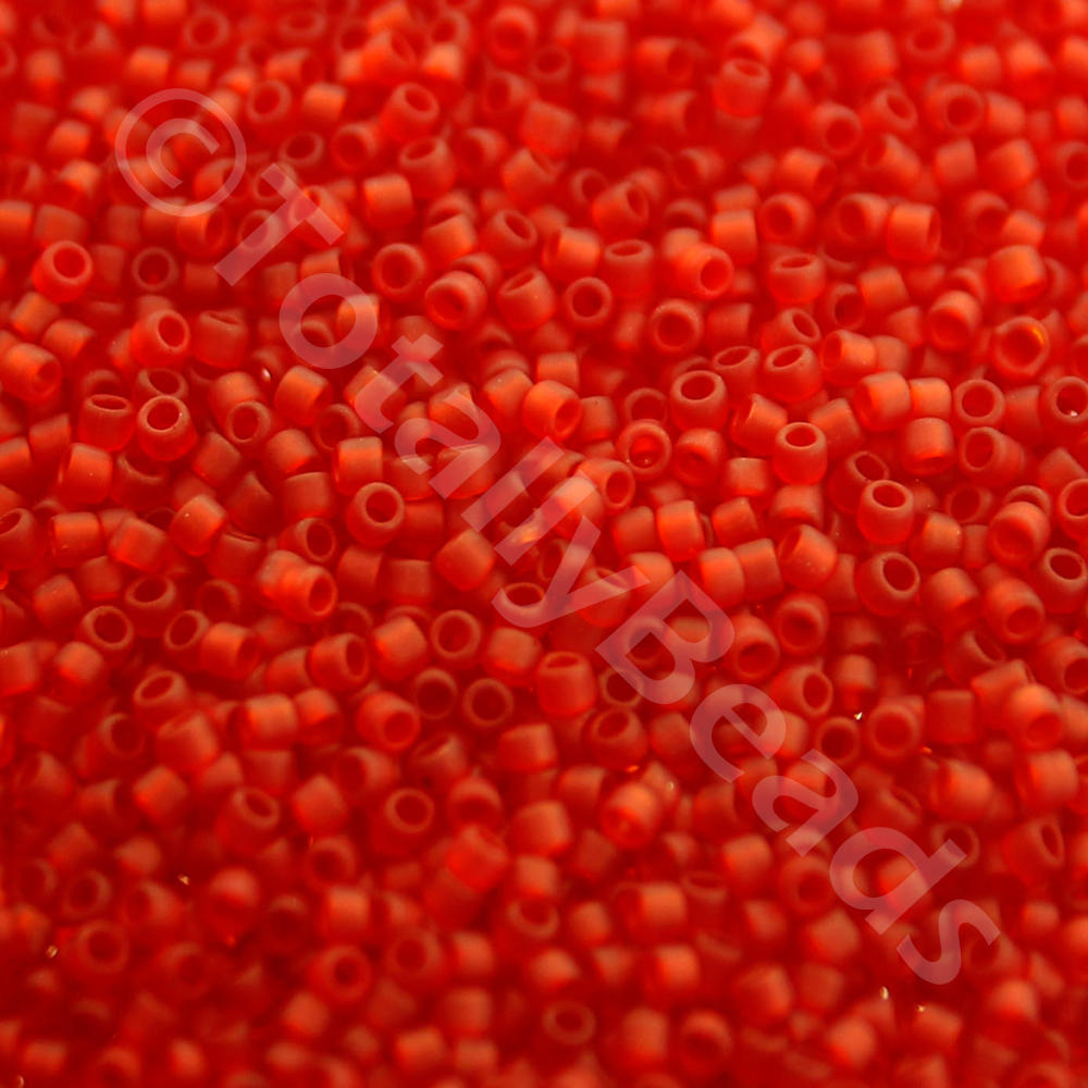 Toho Size 15 Seed Beads 10g - Trans Frosted Ruby