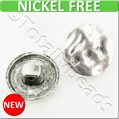 Antique Silver Metal Button - Round 16mm 10pcs - H486