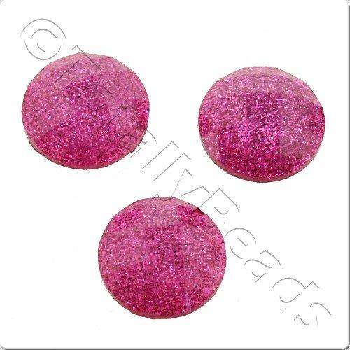Resin Cabochon 10mm - Facet Sparkle Fuschia 10pcs