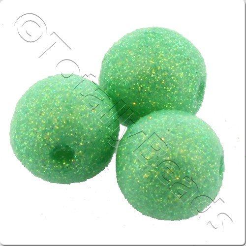 Resin Glitter Round 10mm Bead - Lime Green