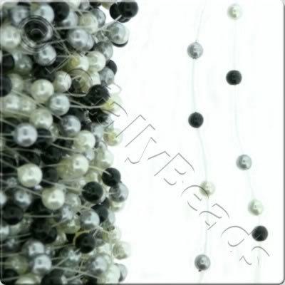Glass Pearl - Pre Strung - 4mm White Grey Black - 1m