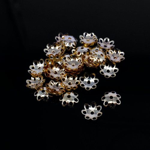 Iron Beadcap 7mm 7 Petal   Champagne 150pcs for jewellery making