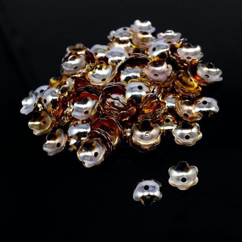 Iron Beadcap 8mm 6 Petel   Champagne 100pcs for jewellery making