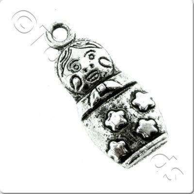 Tibetan Silver Charm - Russian Doll 6pcs