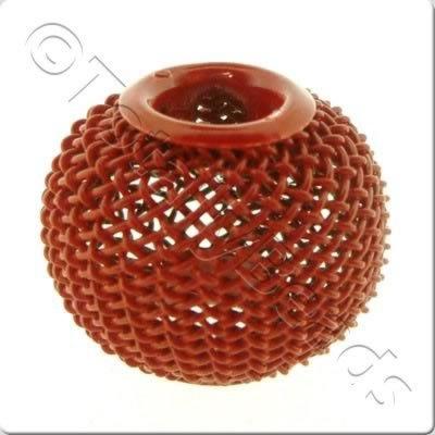 Wire Mesh Large Hole Bead - Red