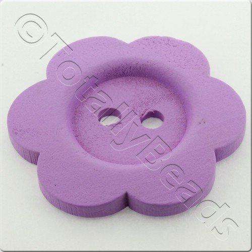Wooden Flower Button 50mm - Lilac