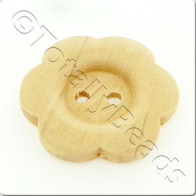 Wooden Flower Button 27mm - Natural