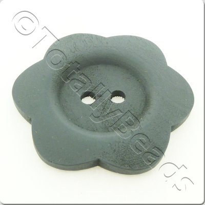 Wooden Flower Button 50mm - Grey