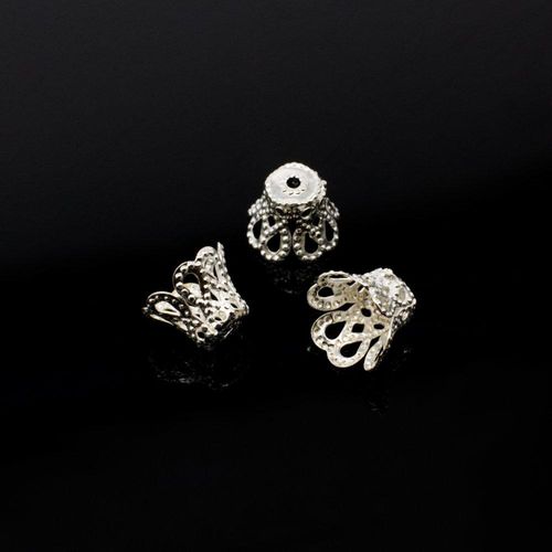 Iron Beadcone 10x7mm Filigree   Silver 50pcs for jewellery making
