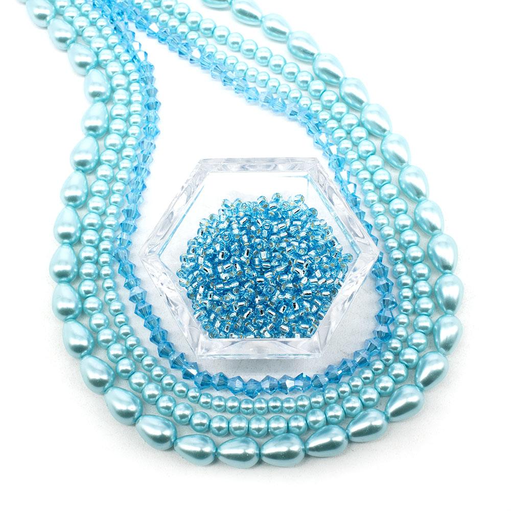 Jane Bauble Zoom 24/1 sparkling aqua jewelry making kit — DIY set with beads and instructions for creating handmade jewelry